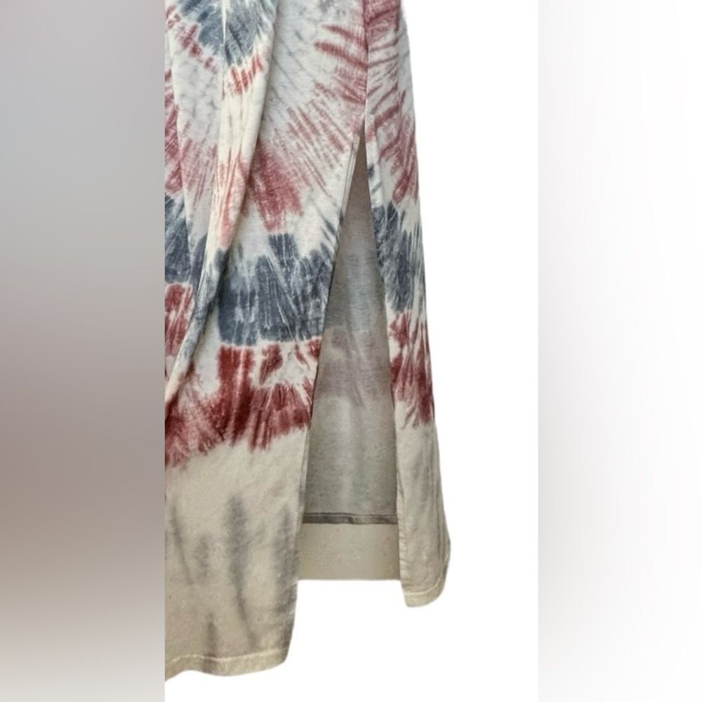 SHEIN Sleeveless Red Blue Tie Dye Split Hem Crewneck Pullover Maxi Dress. Large. - Picture 3 of 9